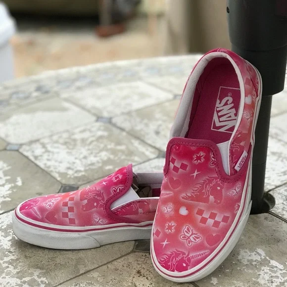 VANS Pink White Tie-Dye Slip-On Slide Tennis Shoes (Unisex) - Picture 5 of 10